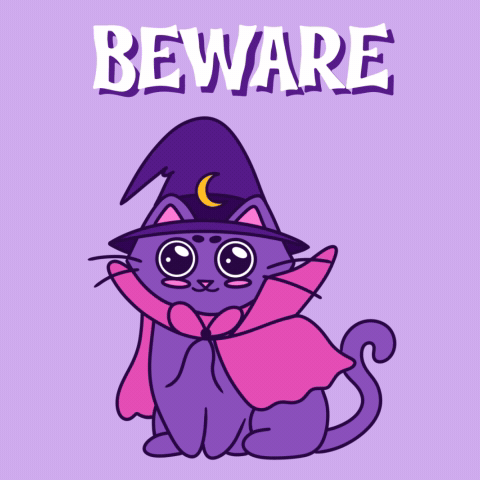 Beware Trick Or Treat GIF by Spooks The Cat
