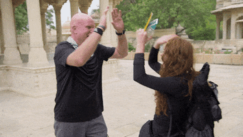 cbs happy celebrating high five first GIF