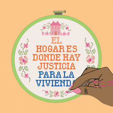 Home is where there's housing justice Spanish text