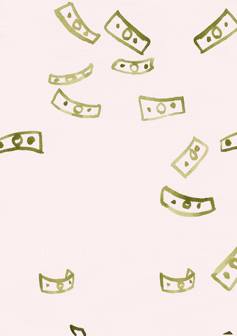 raining money after completing full moon money spell gif