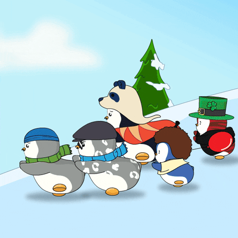 Snow Run Away GIF by Pudgy Penguins