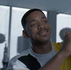Movie gif. Will Smith as a casually dressed Agent J in Men in Black leans back with a grimace, then thrusts his head forward as he says, "Oh, damn!"