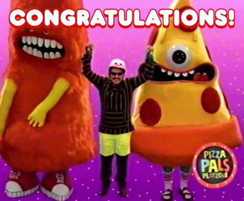 Congratulations Meowwolf GIF by PIZZA PALS PLAYZONE by pizzapals