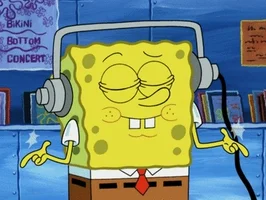  spongebob squarepants music spongebob headphones jamming GIF