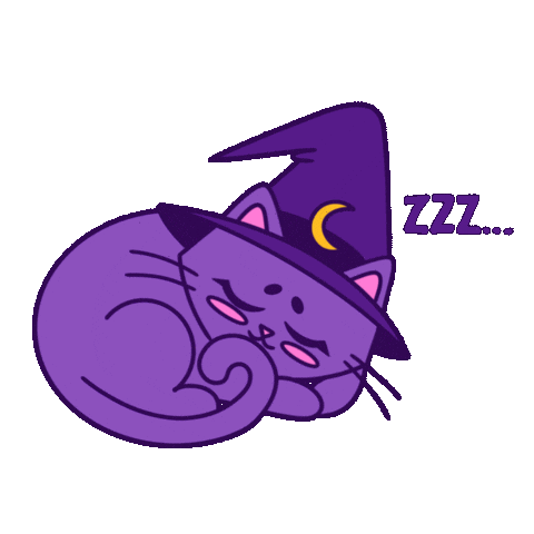 Tired Good Night Sticker by Spooks The Cat