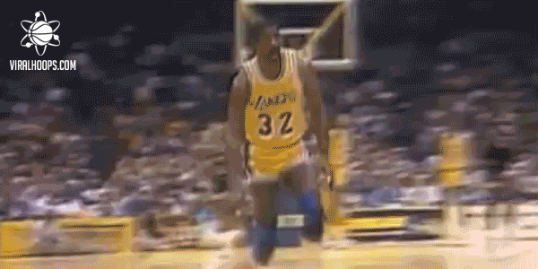 Image result for magic johnson no look pass gif