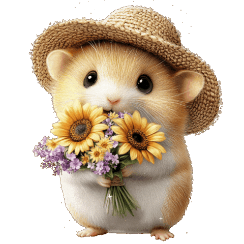 Cute Love Hello Hamster Sunflower Petiteplayground Sticker