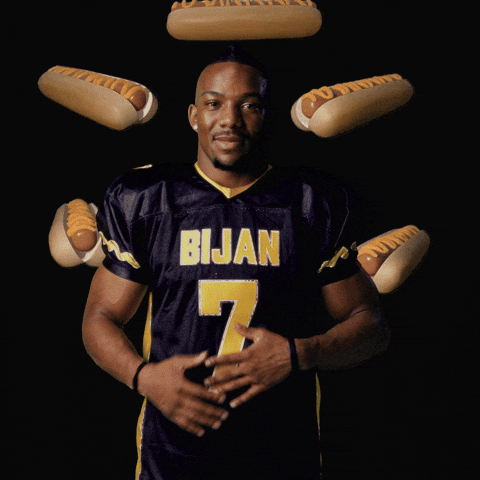 Hot Dog Football GIF by Bijan Mustardson