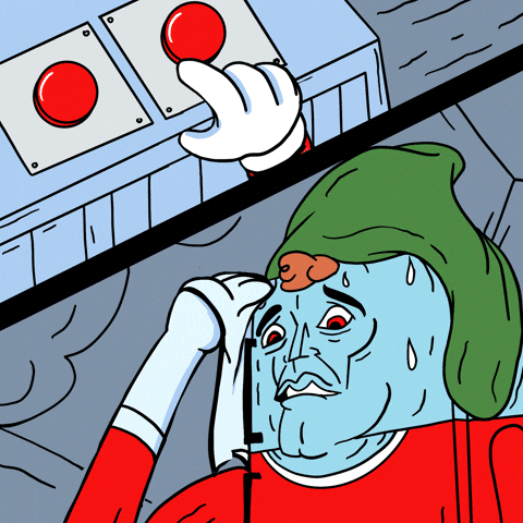 Giphy - Sweating What Do I Do GIF by Nexio