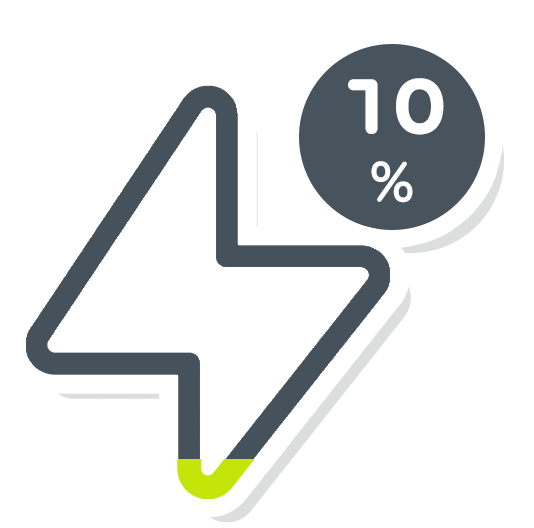 a lightning bolt with a percent sign