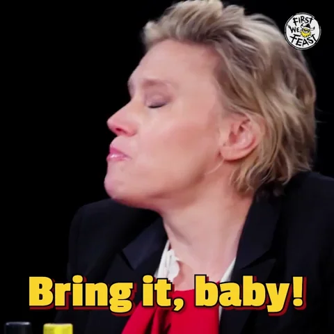 Kate Mckinnon Hot Ones GIF