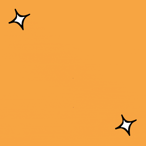 Text gif. Colorful 3D block letters zoom in heroically, surrounded by twinkling stars on an orange background. Text, "Proud, Indigenous, voter."