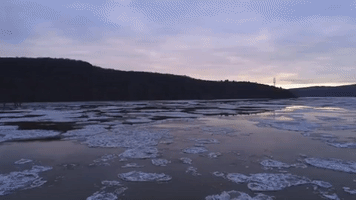 Drone Footage Shows Connecticut River Ice Jam in East Haddam