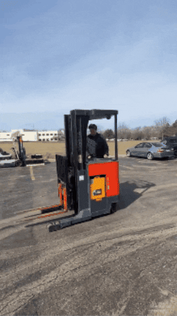 boomandbucket circle stunt forklift parking lot GIF