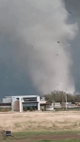Kansas Tornado Hurls Debris Through the Air