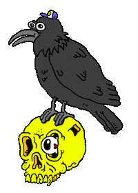 The Crow Skull Sticker by Russell Taysom