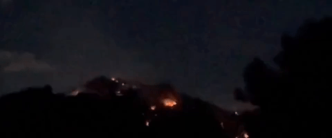 Aircraft Seen at Night Responding to Kruger Rock Fire in Estes Park, Colorado