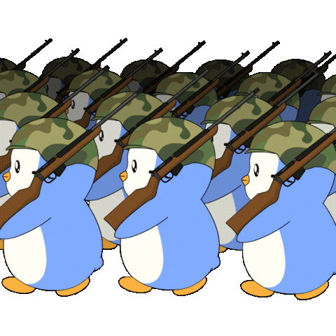 Huddle Up War Sticker by Pudgy Penguins