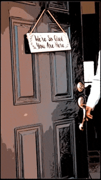 Glad Youre Here Come In GIF by Jason Earls