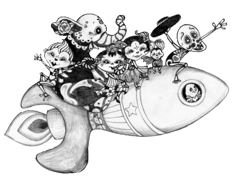 skeletitos giphyupload halloween rocket day of the dead Sticker