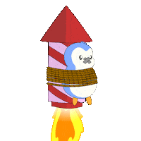 Flying To The Moon Sticker by Pudgy Penguins