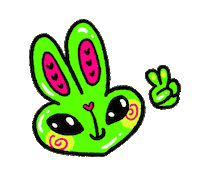 EmiBee hearts peace bunny alien Sticker