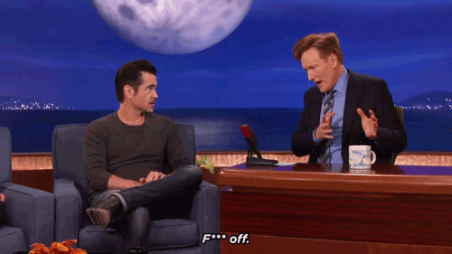 fuck off colin farrell GIF by Team Coco
