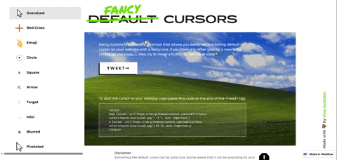 Fancy Cursors Webflow website example