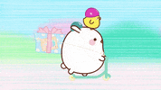 birthday running GIF by Molang.Official