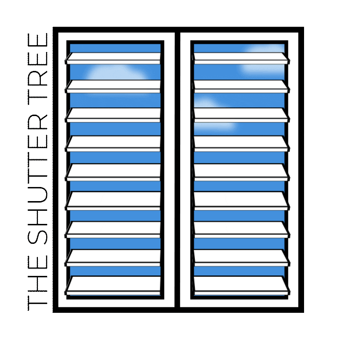 theshuttertree tree tape blinds amaya Sticker
