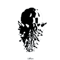 black and white spinning STICKER by Miron