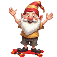 Skateboarding Cute Gnome Sticker