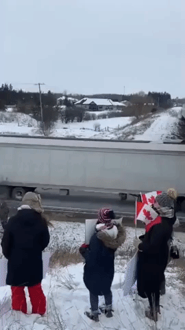 Supporters Gather as 'Freedom Convoy' Enters Greater Toronto Area