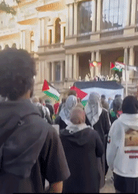 Pro-Palestine Demonstrators Protest Ahead of Sydney Opera House Being Lit in Israeli Colors