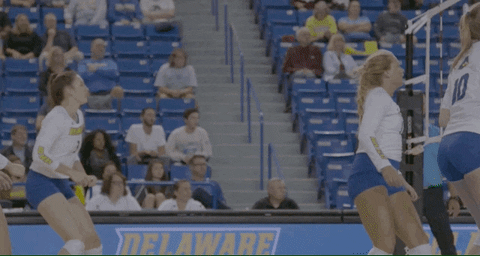 BlueHens giphyupload volleyball excitement delaware GIF