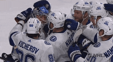 ice hockey hug GIF by NHL