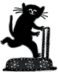 Black Cat Running Sticker by Yutok