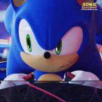 Sponsored gif. Sonic the Hedgehog smirks with a look of determination on his face. Text reads, “Go time!”
