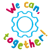 Stronger Together Cog Sticker by Beanstalk Singapore