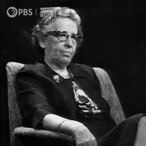 Blinking Hannah Arendt GIF by American Masters on PBS
