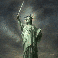 Statue Of Liberty Fight GIF by Maryanne Chisholm - MCArtist