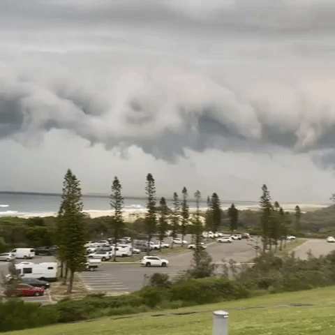 Clouds From Severe Thunderstorm Loom Over New South Wales Beach