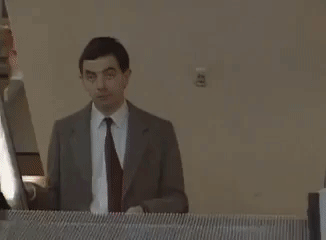mr bean escalator GIF