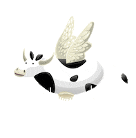 Fly Cow Sticker by Mi Señal