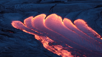 Lava Flow From Kilauea Volcano Captured During 'Blue Hour' of Dawn