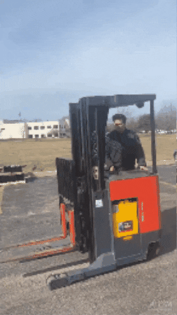 boomandbucket giphygifmaker up raise the roof forklift GIF