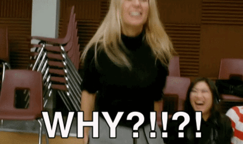 TV gif. Gwyneth Paltrow as Holly on Glee throws her head back and screams, “Why?!!?!”
