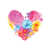 DualPetit heart pink flower newpost Sticker