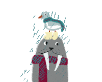 khibou illustration snow winter rain Sticker