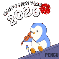Happy New Year Penguin Sticker by Pudgy Penguins